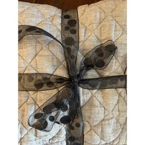 Pottery Barn Belgian Flax Linen Diamond Quilted Shams Euro Set/2 Gray Washed